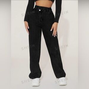 High waisted straight jeans